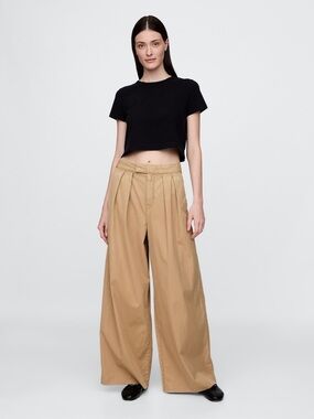 GAP Wide-Leg Pleated Pants in Khaki